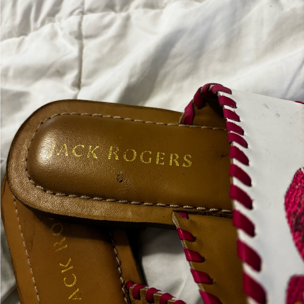 Jack Rogers Flamingo Embroidered Sandals - White and pink Flamingo - Picture 2 of 3